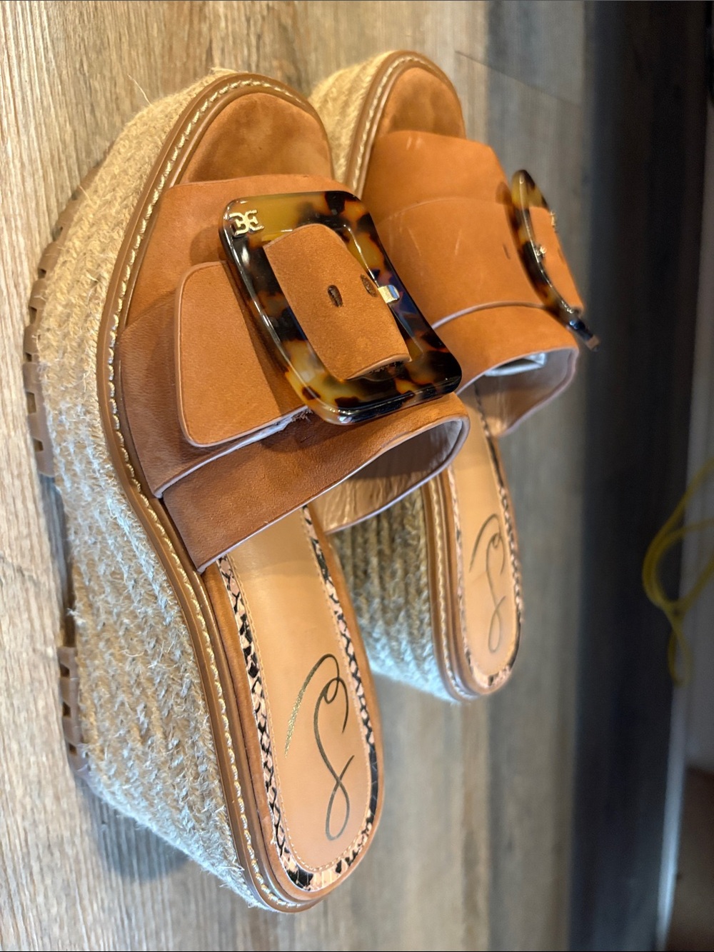 Sam Edelman Tan Slide Mules with Tortoiseshell Buckle